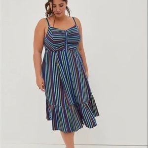 NWOT never worn Torrid Mini Dress Sundress Challis Stripe with button front